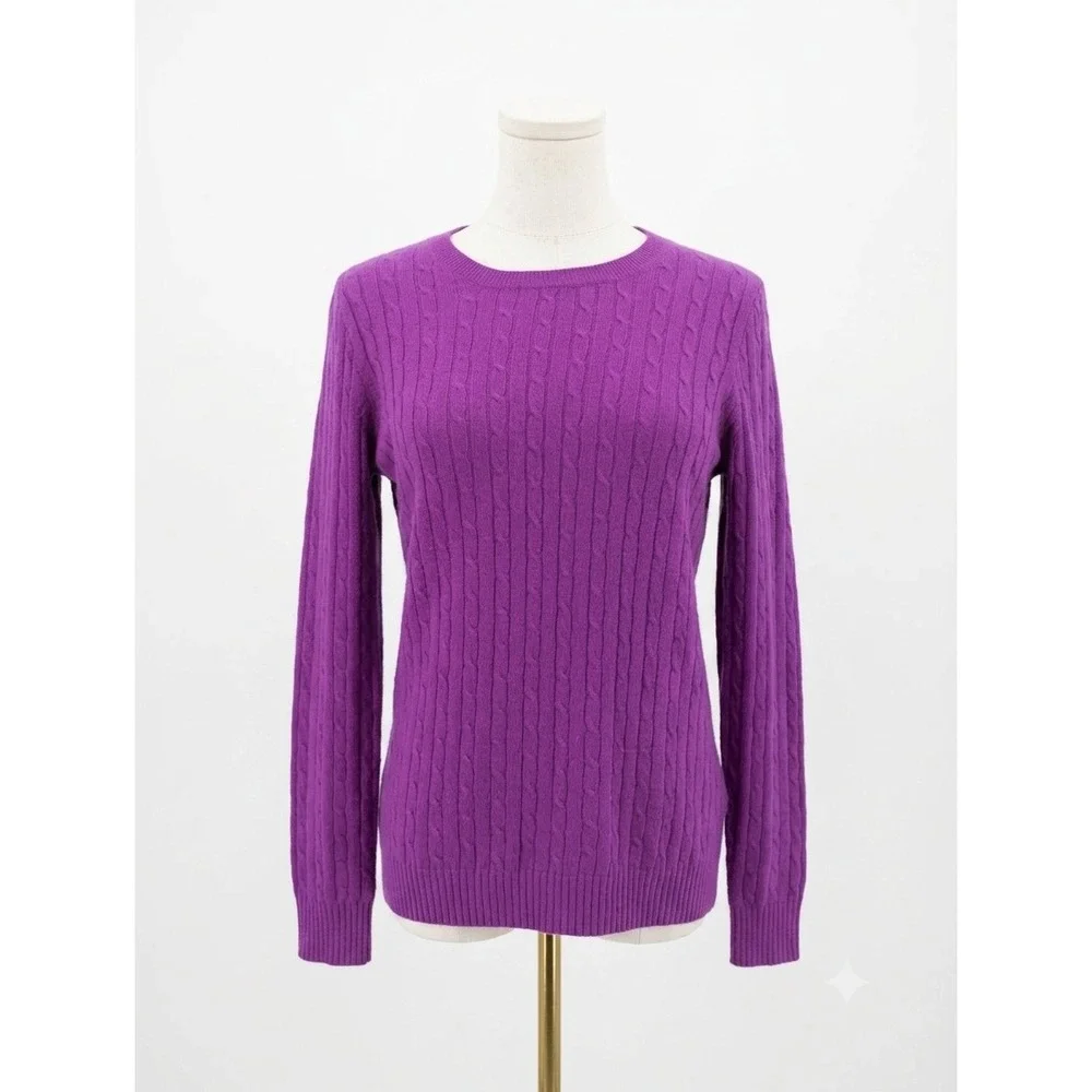 J. Crew Cable Knit Wool Cashmere Blend Fuscia Sweater Size Small